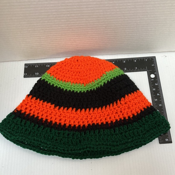 BUCKET HAT Multicolored Rainbow Handmade Crochet UNISEX One Size Fits Most - Picture 11 of 12